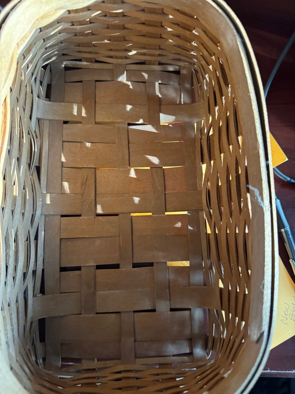 Longaberger Cat-Shaped Black Metal and Brown Wicker Basket - Picture 9 of 13